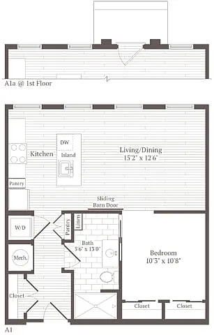 Floor plan 1 Bed 1 Bath