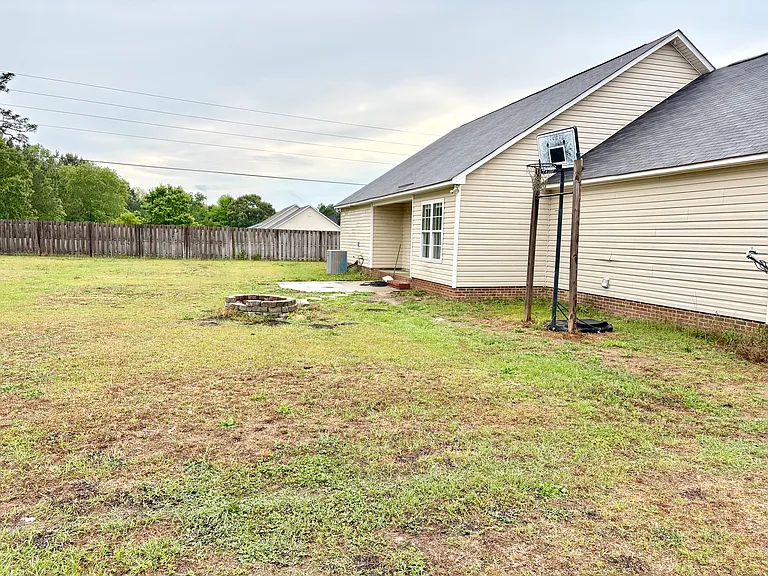 Fenced backyard