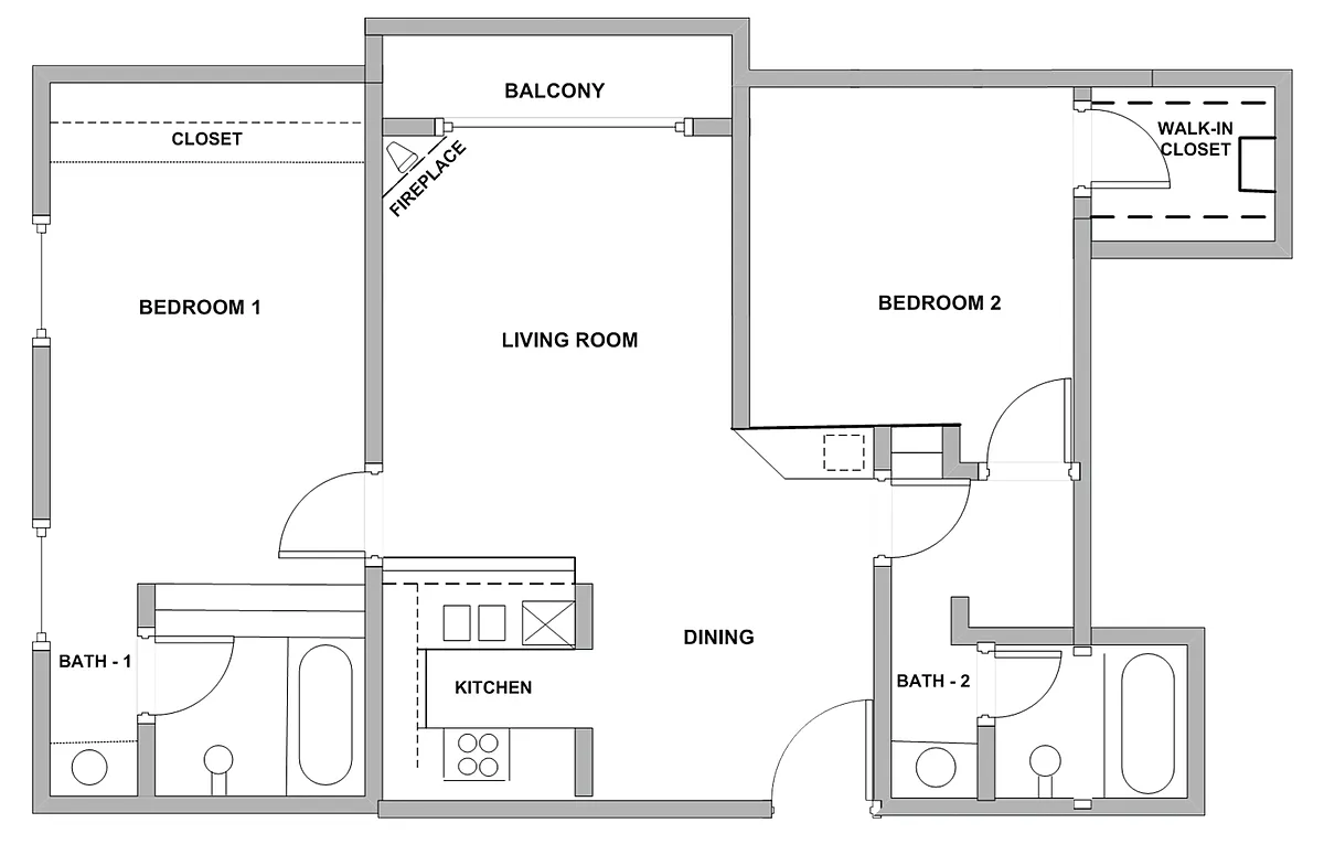 Floor plan 2 Bedroom, 2 Bath