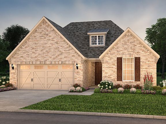 The Palmary, a one-story home with 2-car garage, shown with Home Exterior FC201