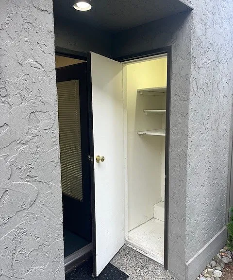 Entry with exterior storage closet