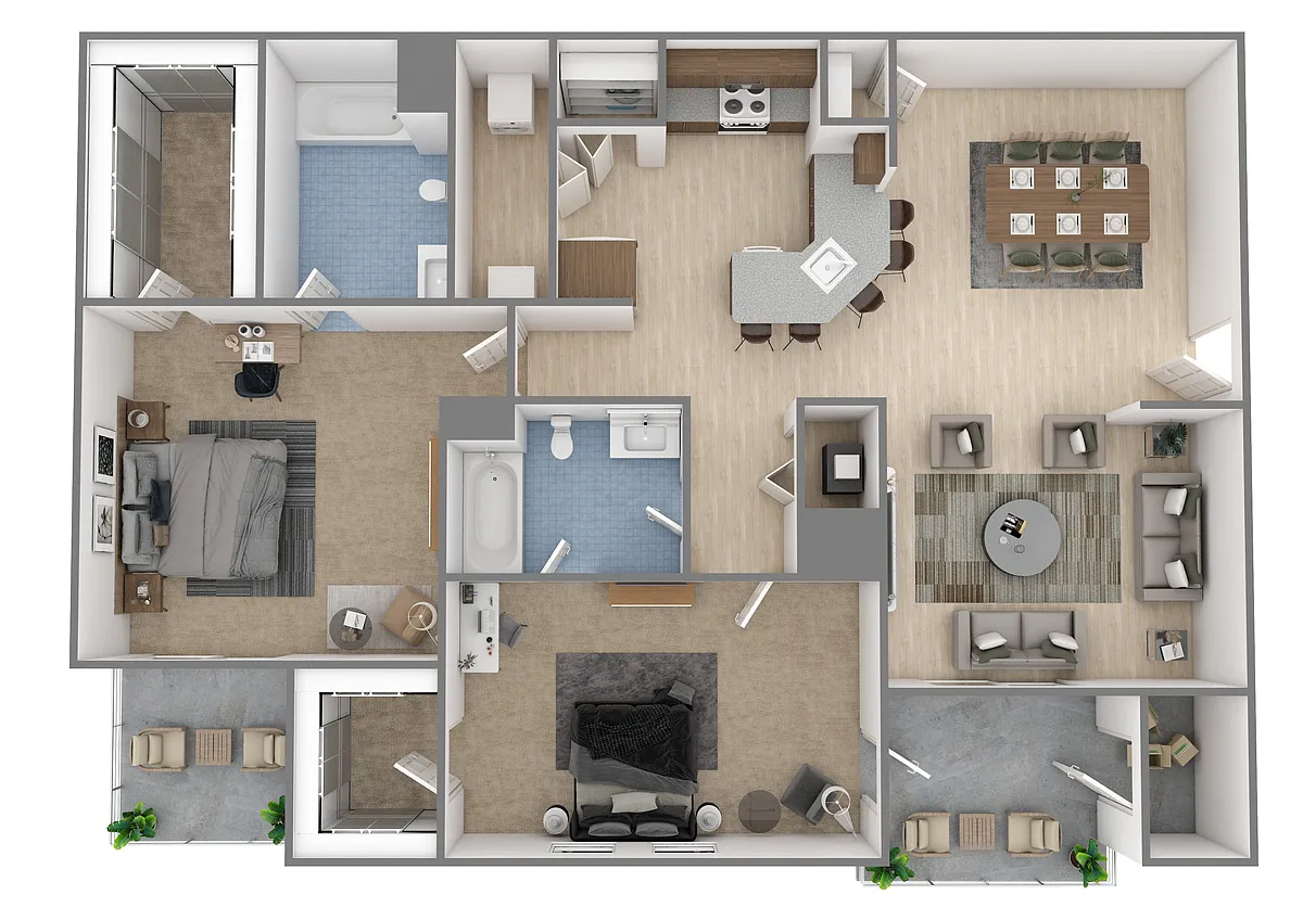 Floor plan 2 Bed | 2 Bath - Lily