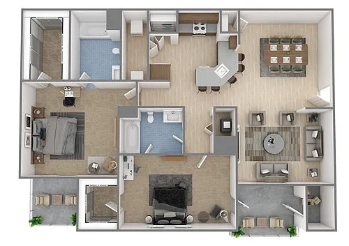 Floor plan 2 Bed | 2 Bath - Lily