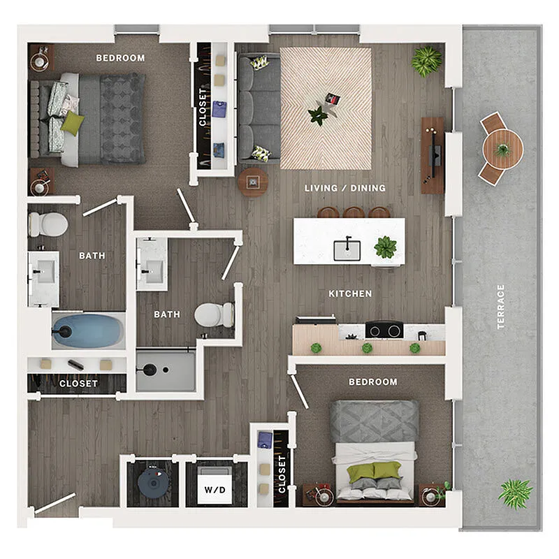 Floor plan 2BR/2BA - C
