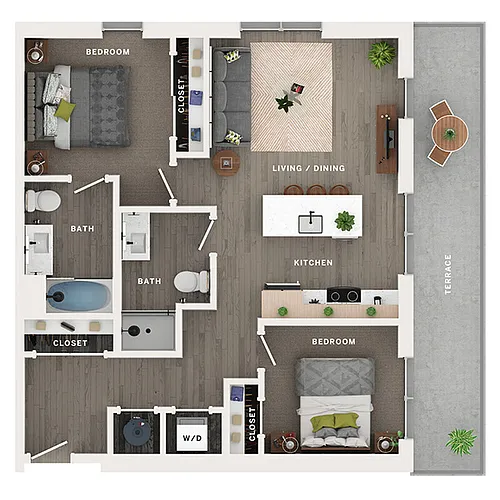 Floor plan 2BR/2BA - C