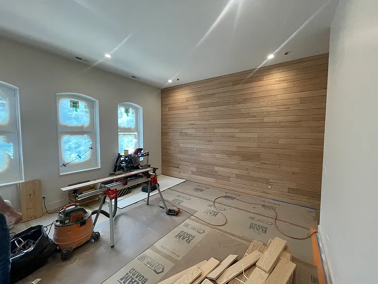In progress photo of living room