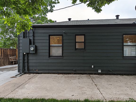 View from backyard towards back patio.