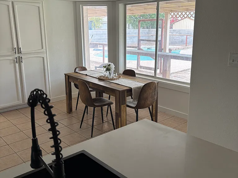 Kitchen over looking pool