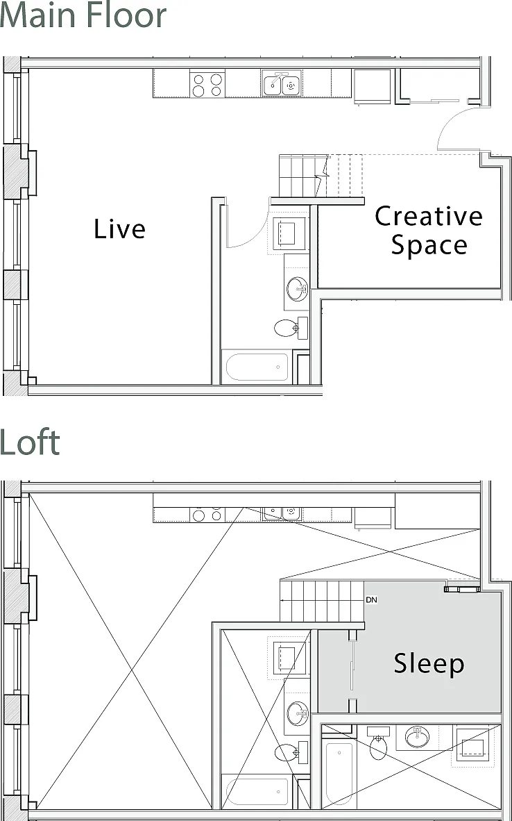 Floor plan 1 Bedroom Loft F