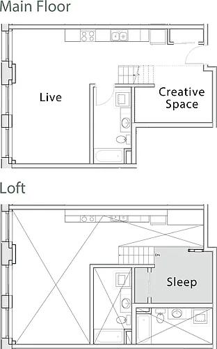 Floor plan 1 Bedroom Loft F
