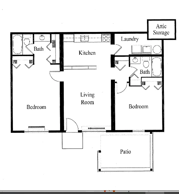 Floor plan Two Bedroom Two Bath