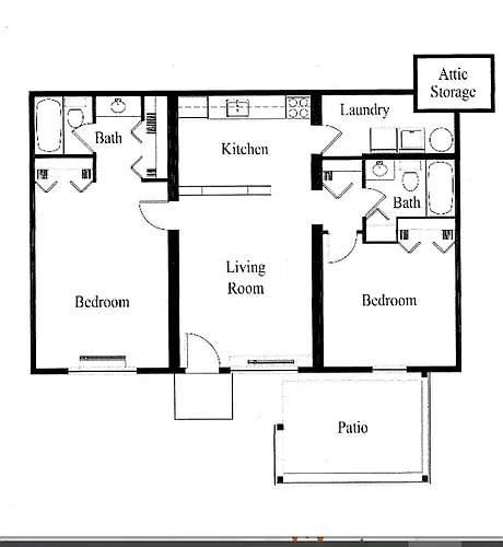 Floor plan Two Bedroom Two Bath