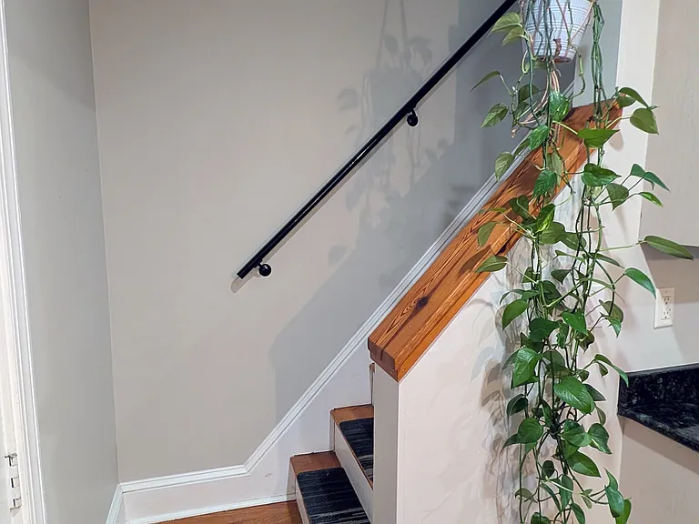 The Hartland pine continues up the stairs to the second floor.
