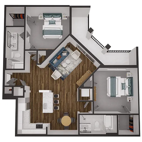 Floor plan 2x2 - 1195 sqft