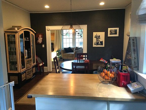 View from kitchen into the dining and living room