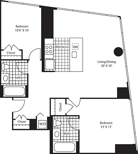 Floor plan Two Bedroom D43-46