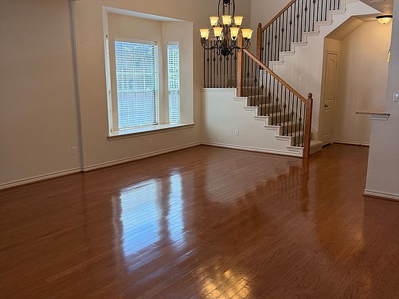 View from front entrance into living/dining room.