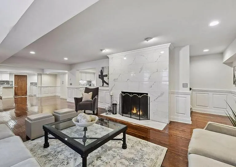 Lower level - family room and wood burning fireplace