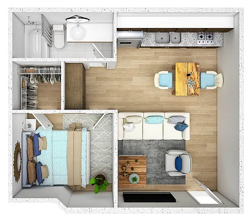 Floor plan 1 Bedroom 1 Bath