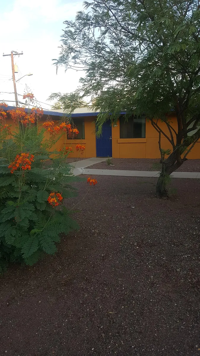 Photo 1 of 11 - 350 N Silverbell Rd #21 - Tucson, AZ The front door. View of the courtyard, as this is a corner unit. The parking area is to the right. - 350 N Silverbell Rd #21