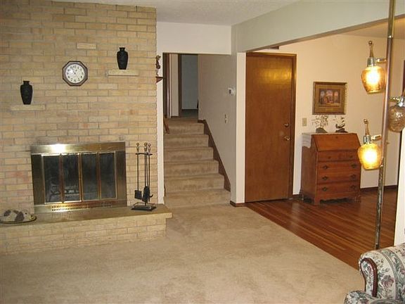 Fireplace in formal living room.