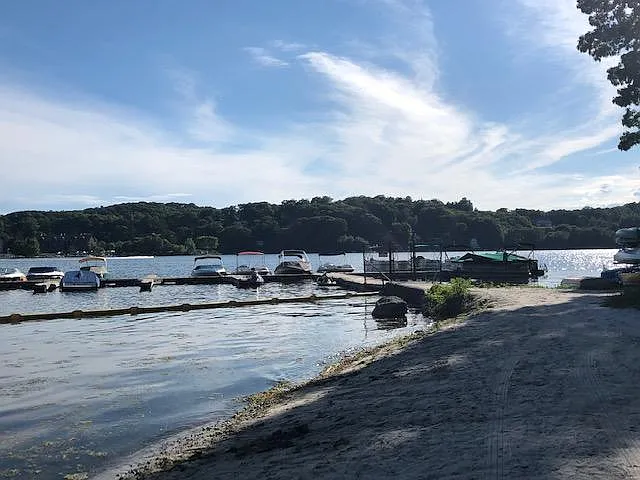 PRIVATE BEACH. (CANDLEWOOD LAKE). Only local residents with a pass may enter this beach. Beach never get's crowded.