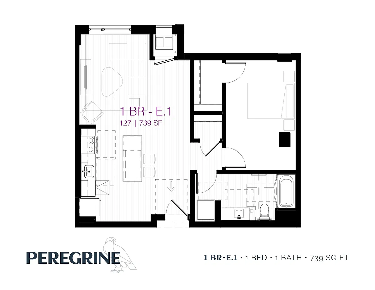Floor plan 1 Bedroom E