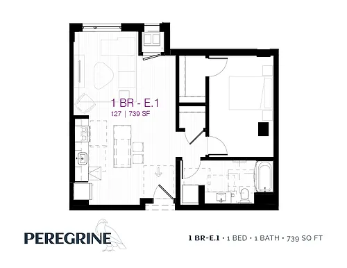 Floor plan 1 Bedroom E