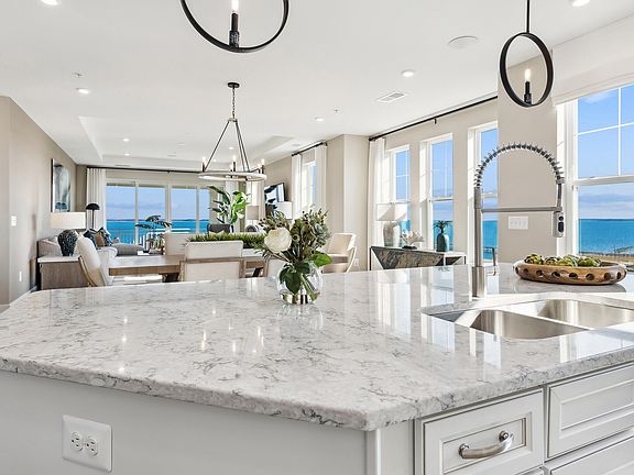 Island overlooking dining area