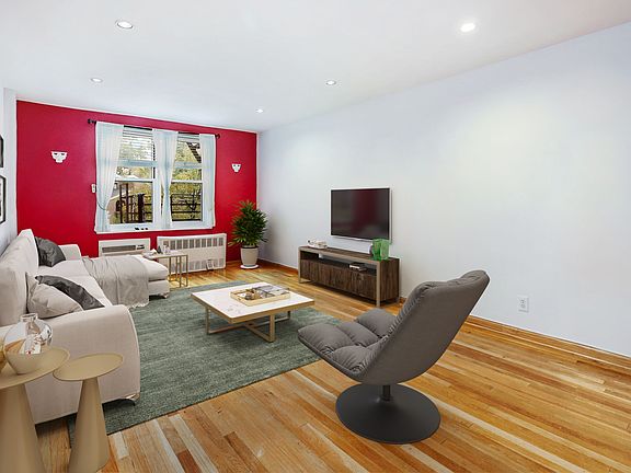 Living room facing window - virtually staged