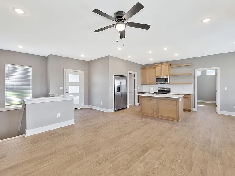 kitchen/dining/living area on main floor
