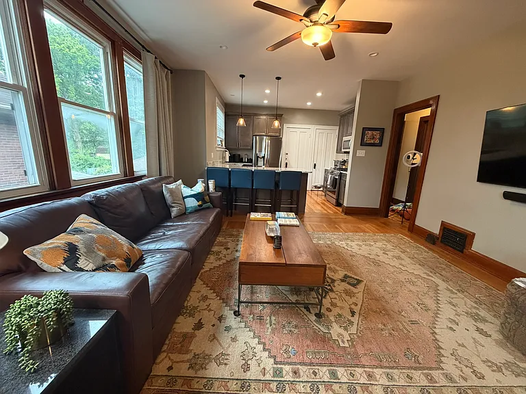 Main floor living room. Open concept to kitchen.