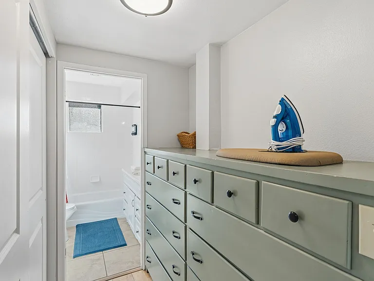 Huge wardrobe and closet, plenty of storage. Iron and mini board included.