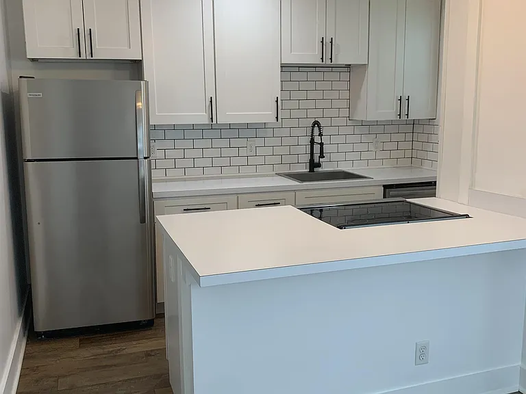 Kitchen with large island for eating