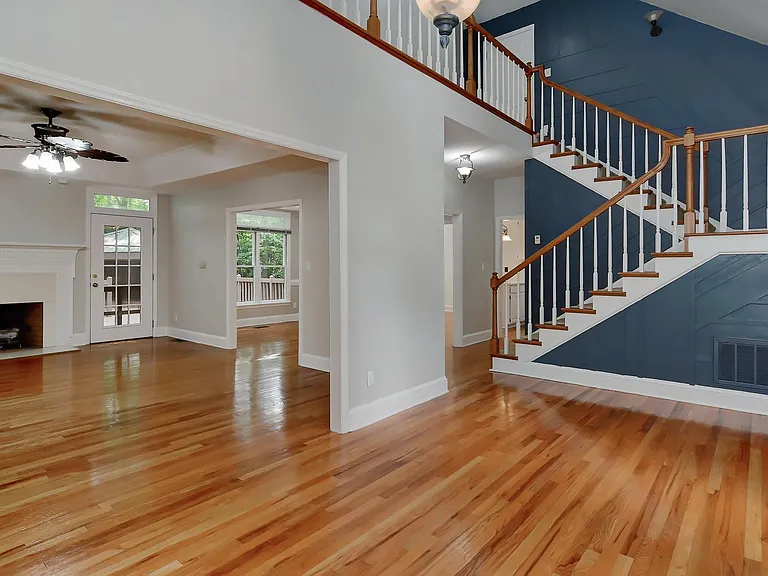 Foyer and living room and stairway