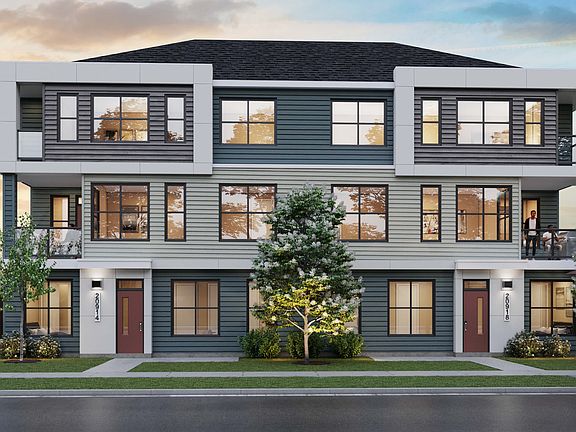 Exterior rendering of the Brightside townhomes in Seton by Brookfield Residential