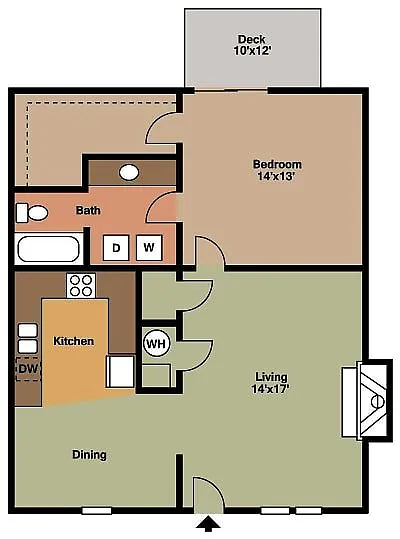 Floor plan Woodlawn Crossing- 1 bedroom
