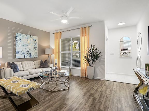Renovated I living room with hard-surface vinyl plank flooring