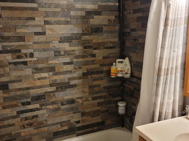 Updated stone tile shower