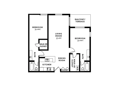 Floor plan 2 Bed/2 Bath-TC2A