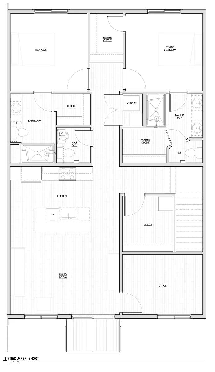 Floor plan 2 Bed+Office 2.5 Bath Upper 2+ Car Att Garage