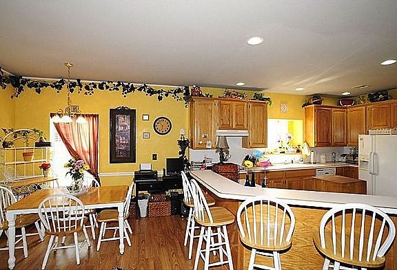 open kitchen & nook from den