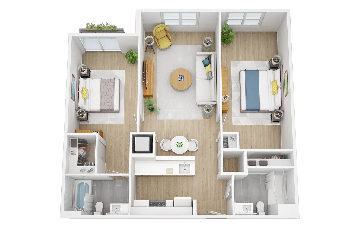 Floor plan Two Bedroom Two Bath