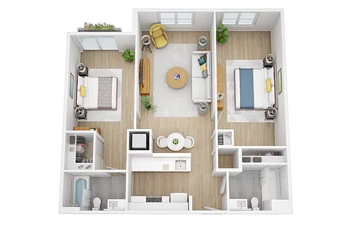 Floor plan Two Bedroom Two Bath