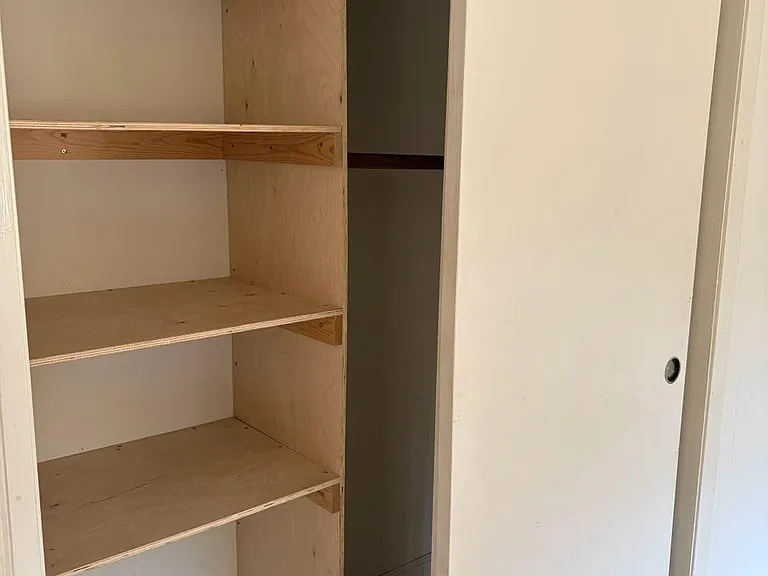 Large Closets in each room, with built in shelves