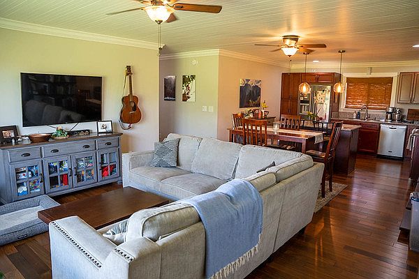 Open living room and kitchen space