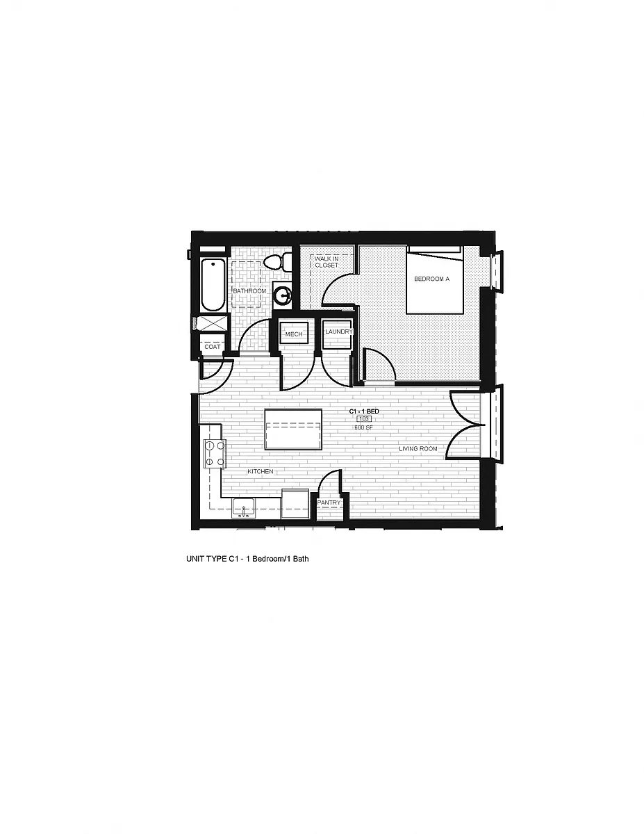 Floor plan 1 Bedroom, 1 Bathroom