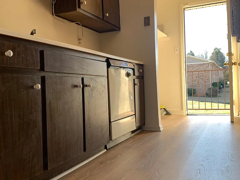 New flooring in kitchen and bathroom