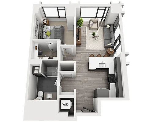 Floor plan One Bedroom A1AE