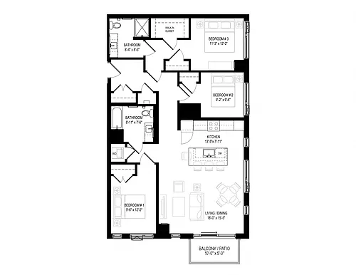 Floor plan 3 Bed/2 Bath-3.2A